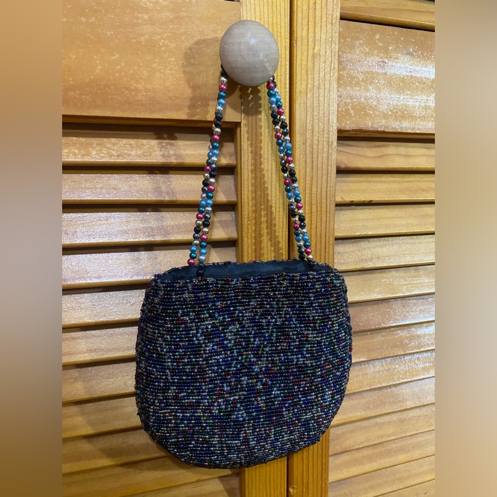 Mini, multi-colored beaded handbag